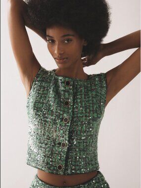 Maeve Sequin Tweed Vest - NWT - Small